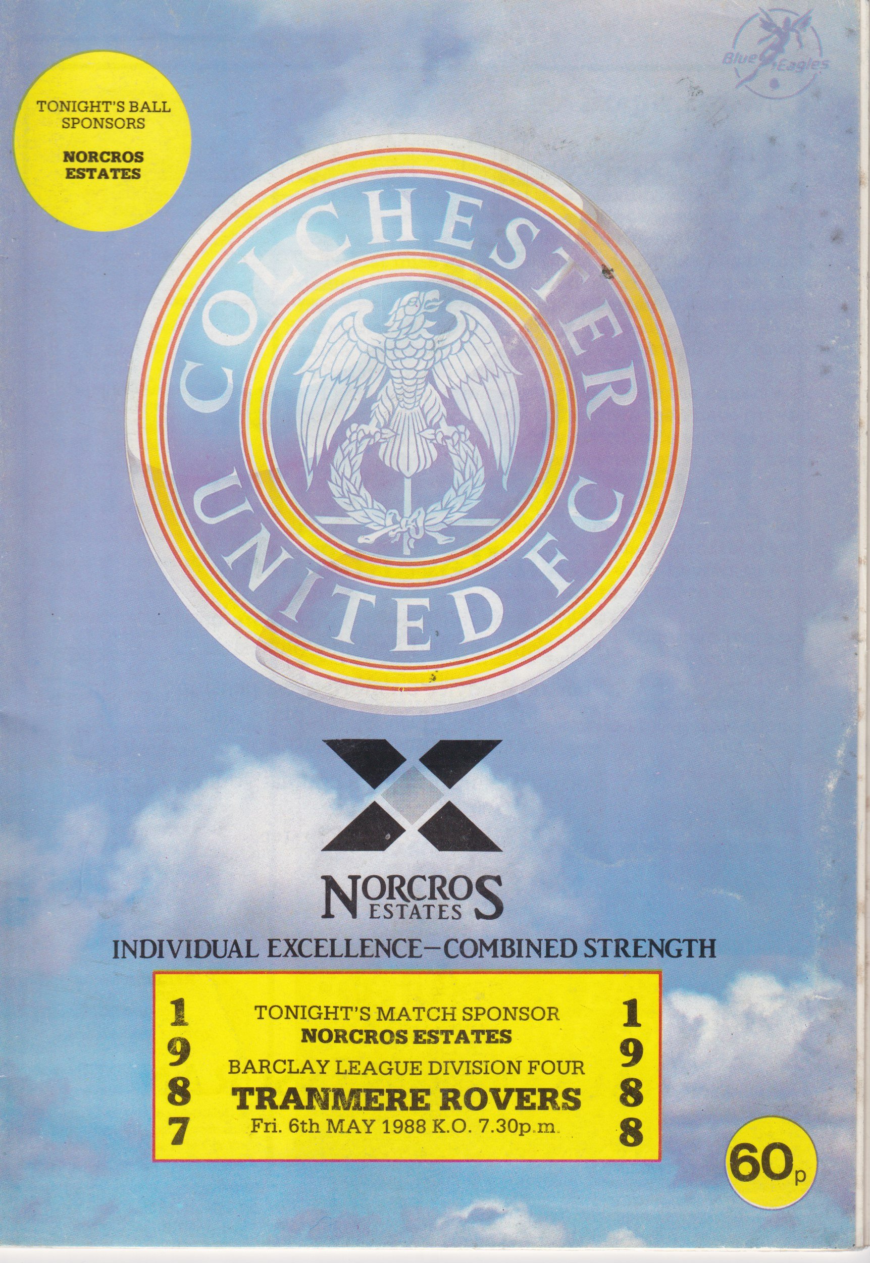 Colchester United v Tranmere Rovers match programme